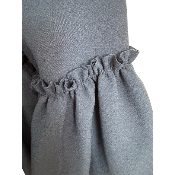 Topshop Navy Bell Sleeve Open Front Blazer Jacket Women’s 10 Ruffle - Picture 3 of 5